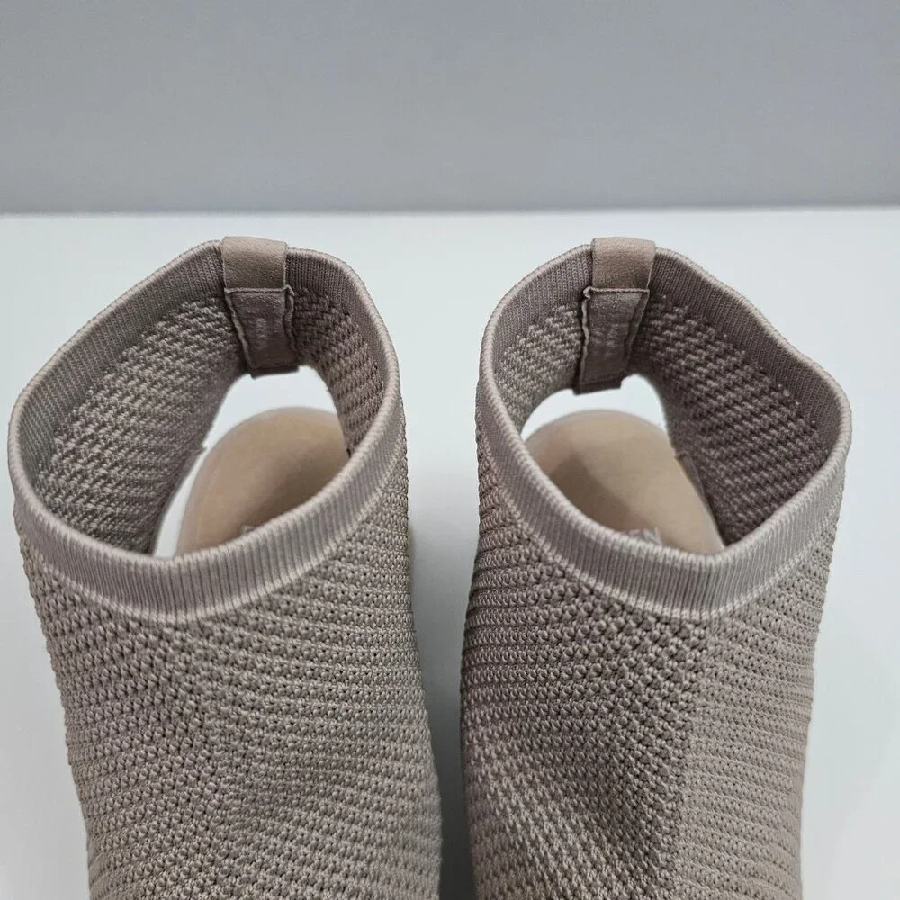 Eileen Fisher Gavis Peep Toe Bootie Womens 9 Blush Knit Block Heel Neutral NEW